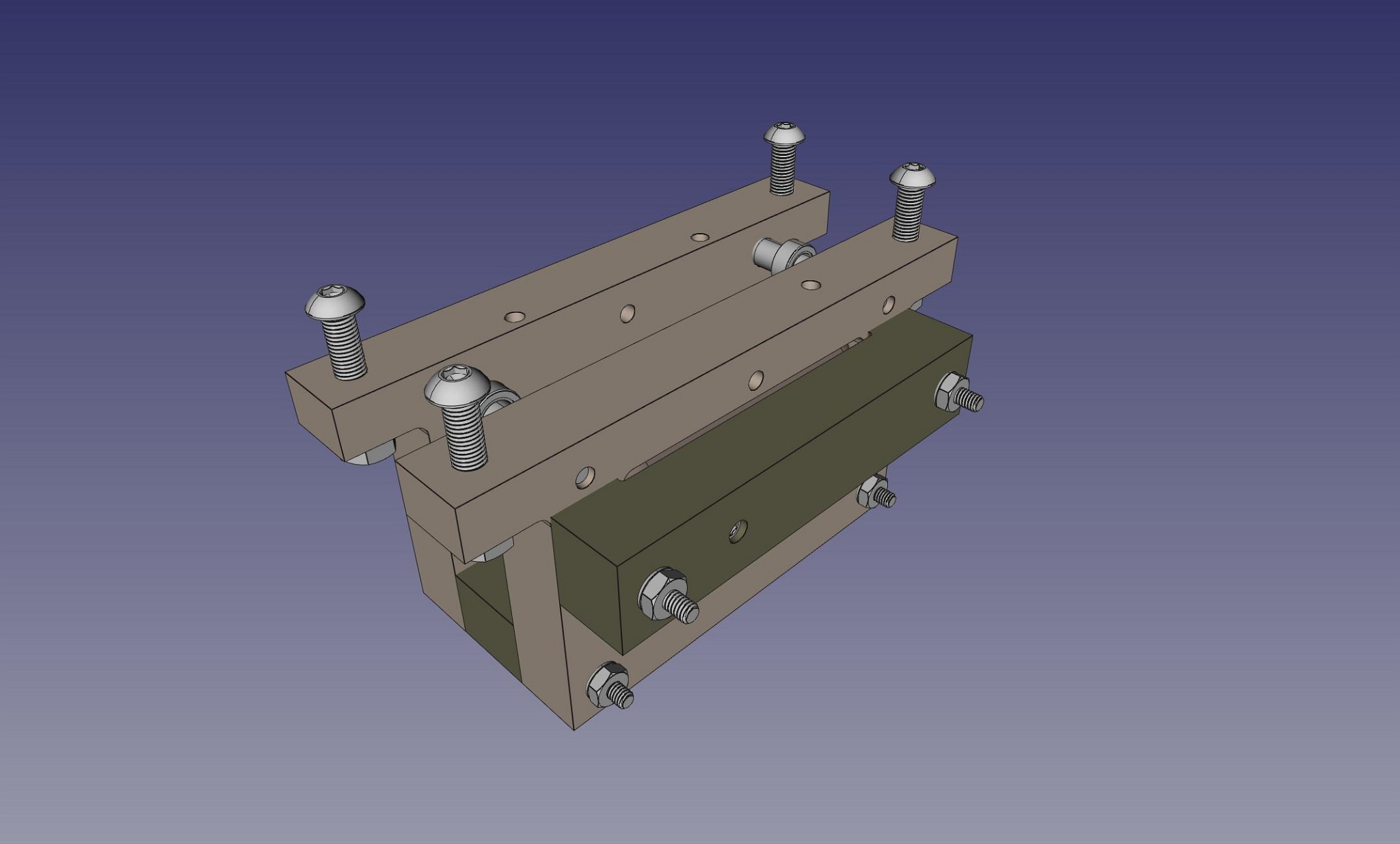 FreeCAD model of xstage left assembly (view1)