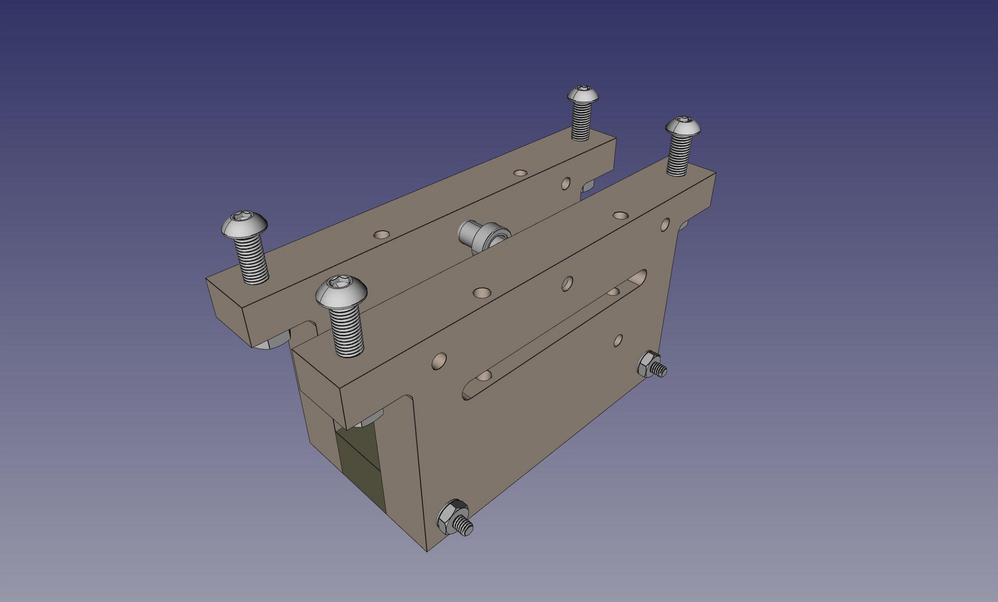 FreeCAD model of xstage right assembly (view1)