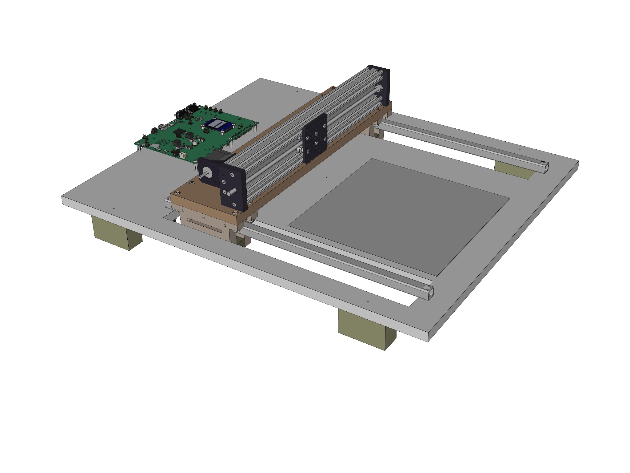 FreeCAD model of xystage and drawing base (view1)