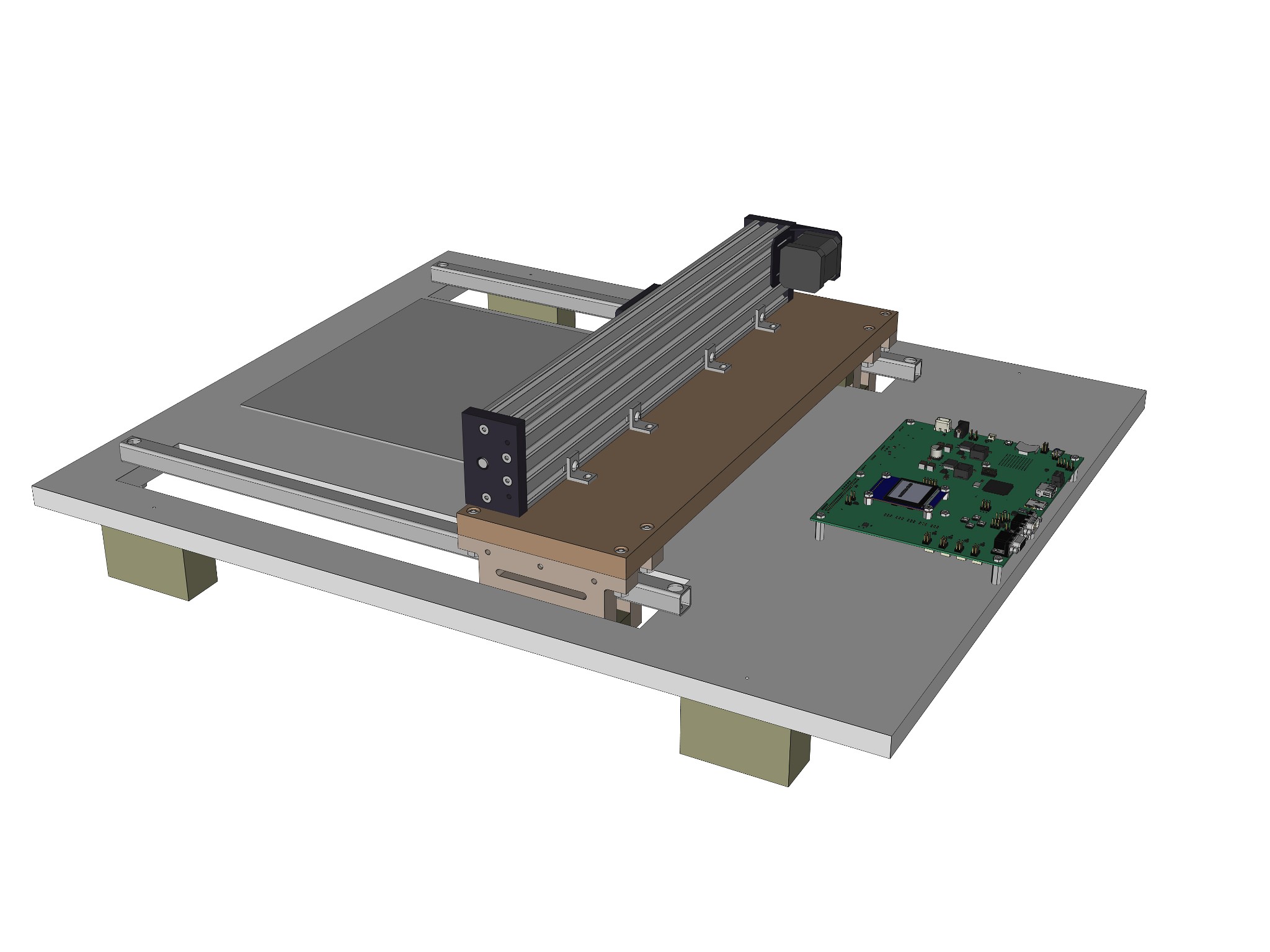 FreeCAD model of xystage and drawing base (view2)