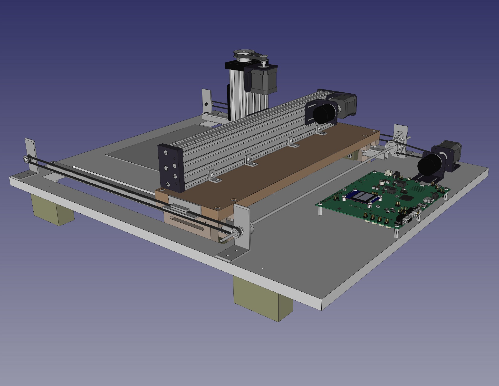 FreeCAD model of xyzstage and drawing base (view2)